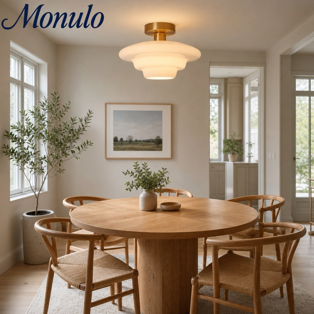 Plafonnier fixe Art Déco en verre laiteux