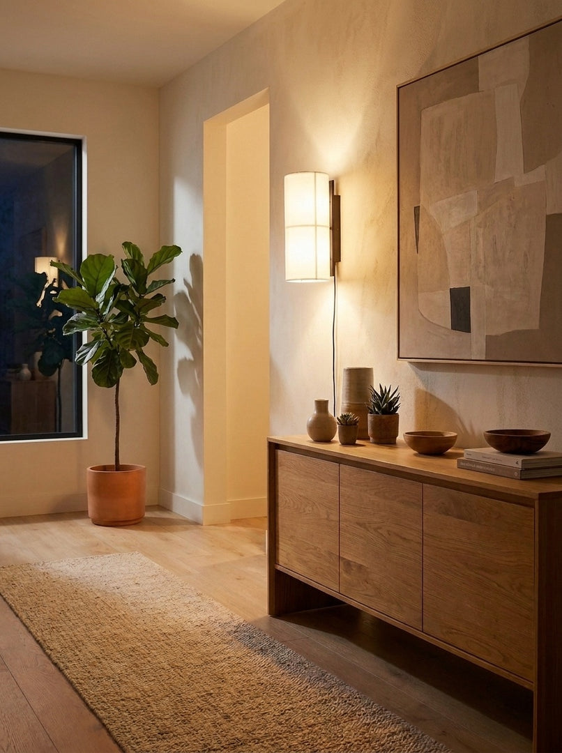Cylume Zylindrische Steck-Wandlampe - Modernes minimalistisches Stoffdesign für Schlafzimmer und Wohnzimmer