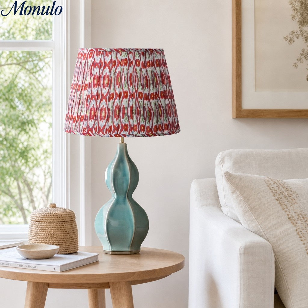 Lámpara de mesa de cerámica orgánica Thalune con calabaza - Iluminación estilo Japandi para mesitas de noche del dormitorio