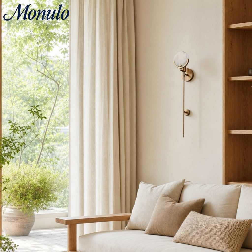 Light Luxury Lang Stil Runde Antoinett Alabaster Wandlampe Beleuchtung