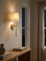 Rowan Nordic Rustic Brass Fabric Wall Lamp