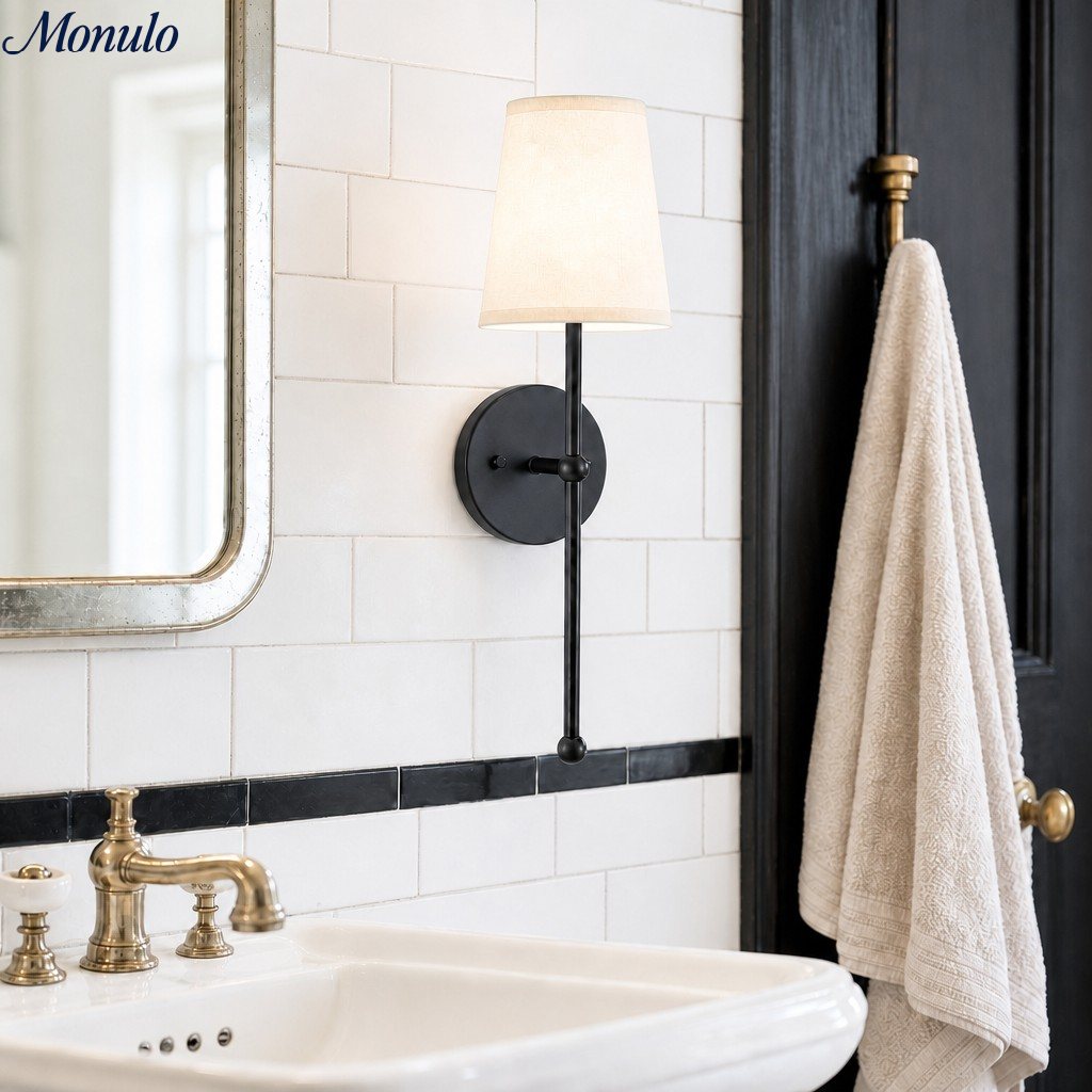 Lampe murale en tissu en laiton rustique nordique Rowan