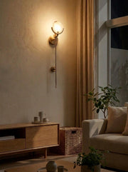 Light Luxury Lang Stil Runde Antoinett Alabaster Wandlampe Beleuchtung