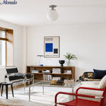 Load image into Gallery viewer, Glorica Opal Glass Semi-Flush Ceiling Light – Mid-Century Modern Fixture for Living Room