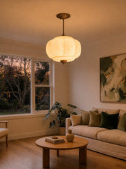 Eloise Vintage Inspired Scalloped Milk Glass Pendant - Modern Accent Light for Kitchen and Bedroom