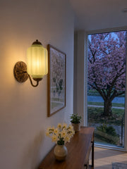 Eloise Vintage Scalloped Milk Glass Wall Sconce - Modern Accent Lighting for Bathroom and Bedroom