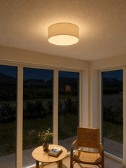 Dumora Drum Flush Mount Ceiling Light - Linen Shade Modern Elegance