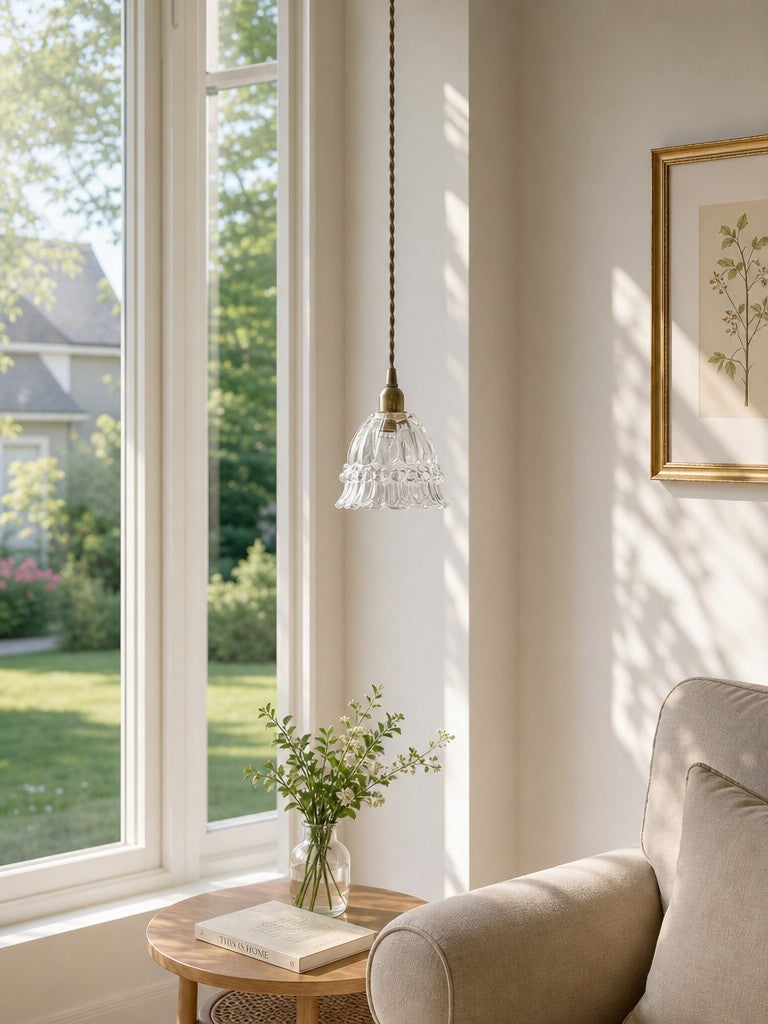 Suspension en verre méduse pastorale française M38