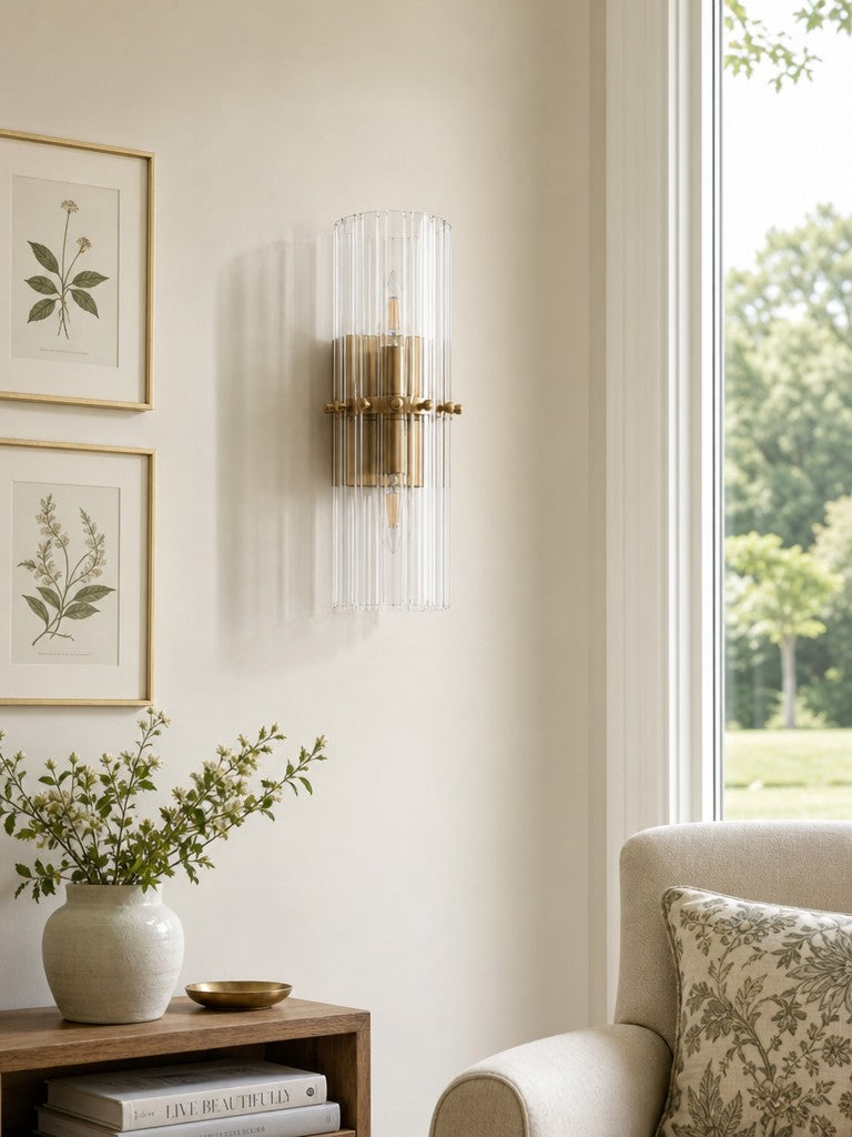Aplique de pared doble Lumora Crystal Up Down para dormitorio