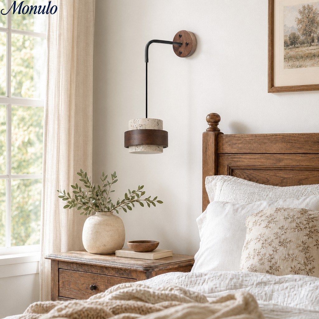 Cylindrical Modern Design Travertine Wall Lamp