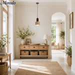 Load image into Gallery viewer, WabiLum Minimalist Travertine Wood Pendant Light - Bedroom Dining Lighting