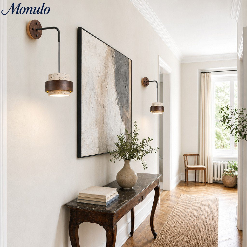 Cylindrical Modern Design Travertine Wall Lamp