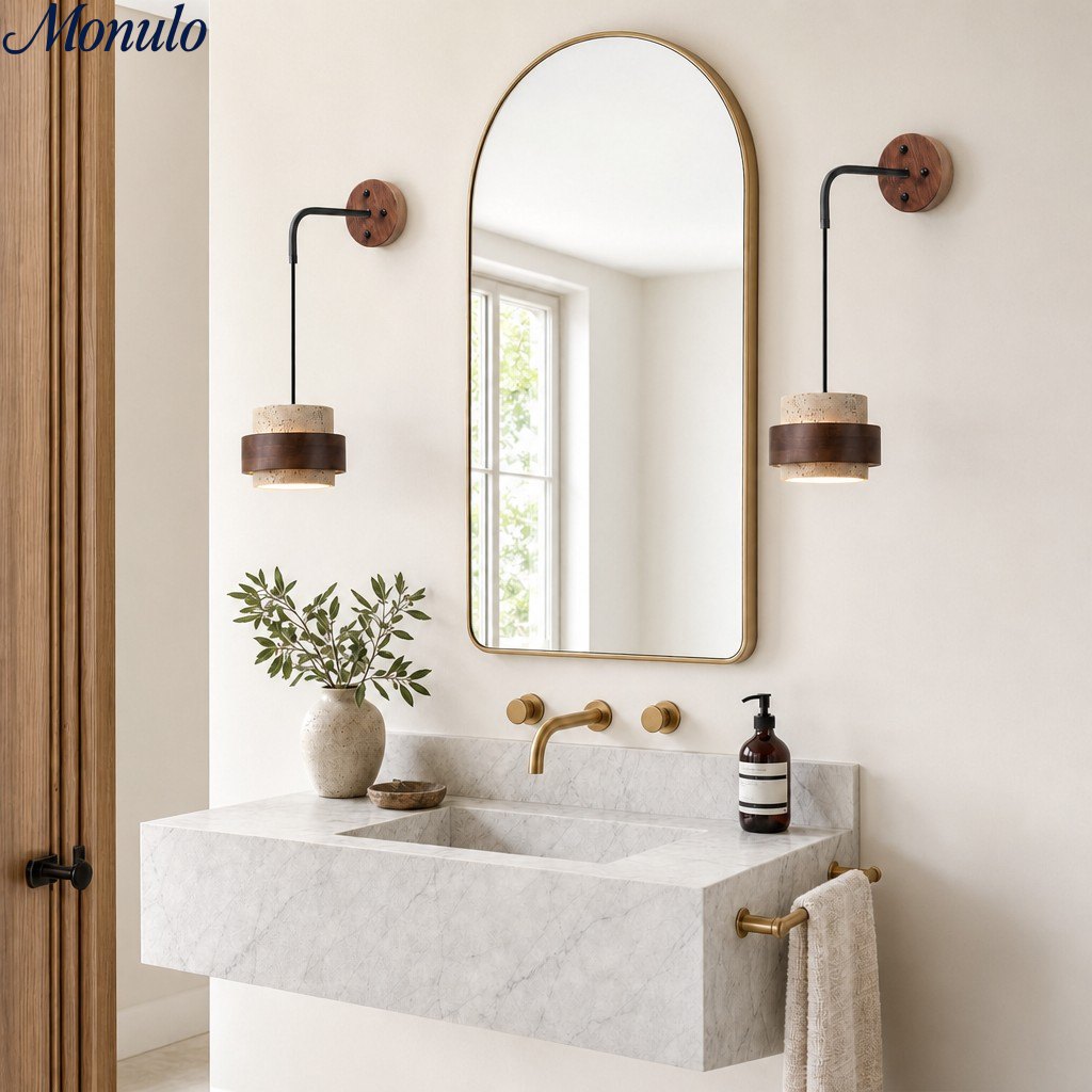 Cylindrical Modern Design Travertine Wall Lamp
