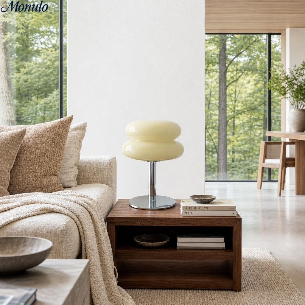 Glasentro Bauhaus Tischlampe Geometrisches Glasdesign Moderner Akzent für Wohnzimmer N12
