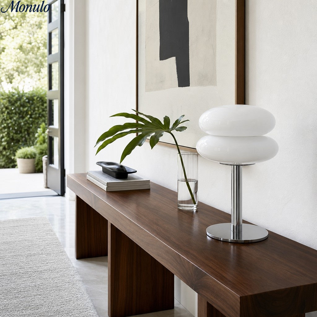 Glasentro Bauhaus Tischlampe Geometrisches Glasdesign Moderner Akzent für Wohnzimmer N12