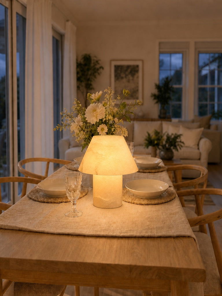 Zarte stilvolle Mushroom Fitz Alabaster Tischlampe