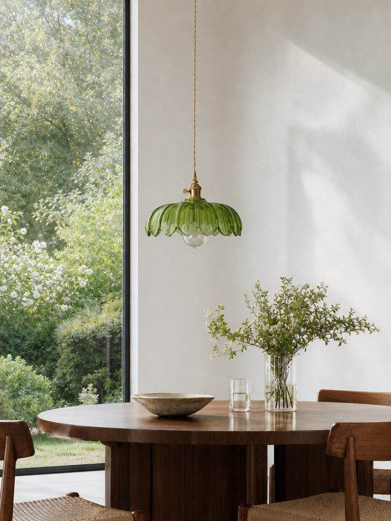 Suspension en verre inspirée de la tulipe Verdoma — Lampe suspendue florale rustique vintage pour cuisines ou salles à manger