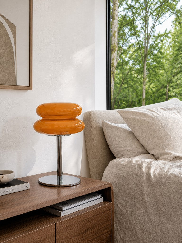 Glasentro Bauhaus Tischlampe Geometrisches Glasdesign Moderner Akzent für Wohnzimmer N12