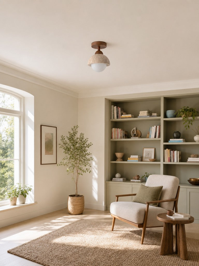 Wabi-Sabi Travertine Dome Ceiling Light