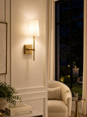 Rowan Elegant White-Linen Shade Wall Lamp – Retro Metal Wall Light for Bedroom & Hallway