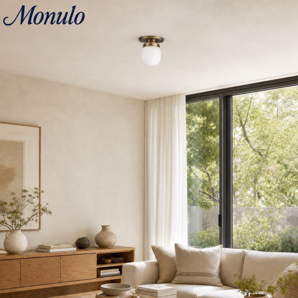 Lámpara de doble función de cristal opalino: elegante luminaria para techo y pared para hogares modernos.