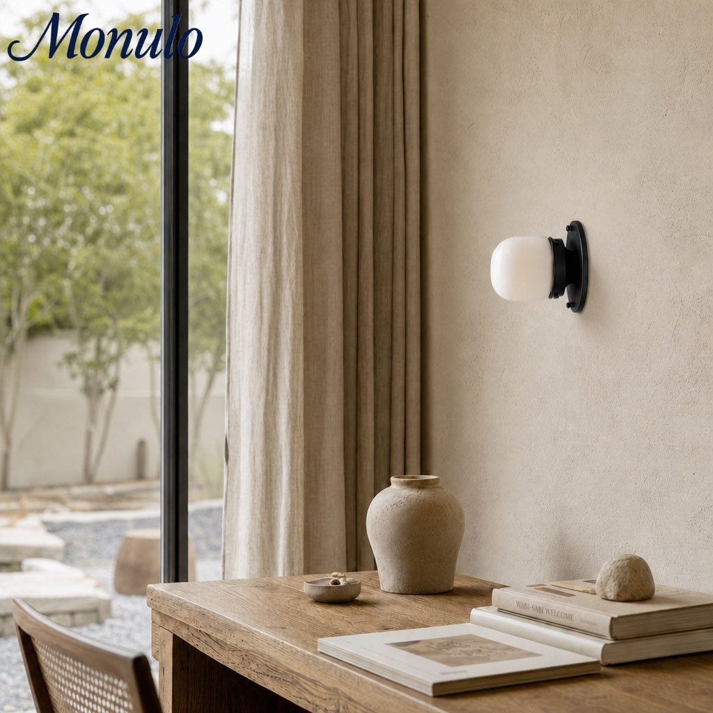 Lámpara de doble función de cristal opalino: elegante luminaria para techo y pared para hogares modernos.