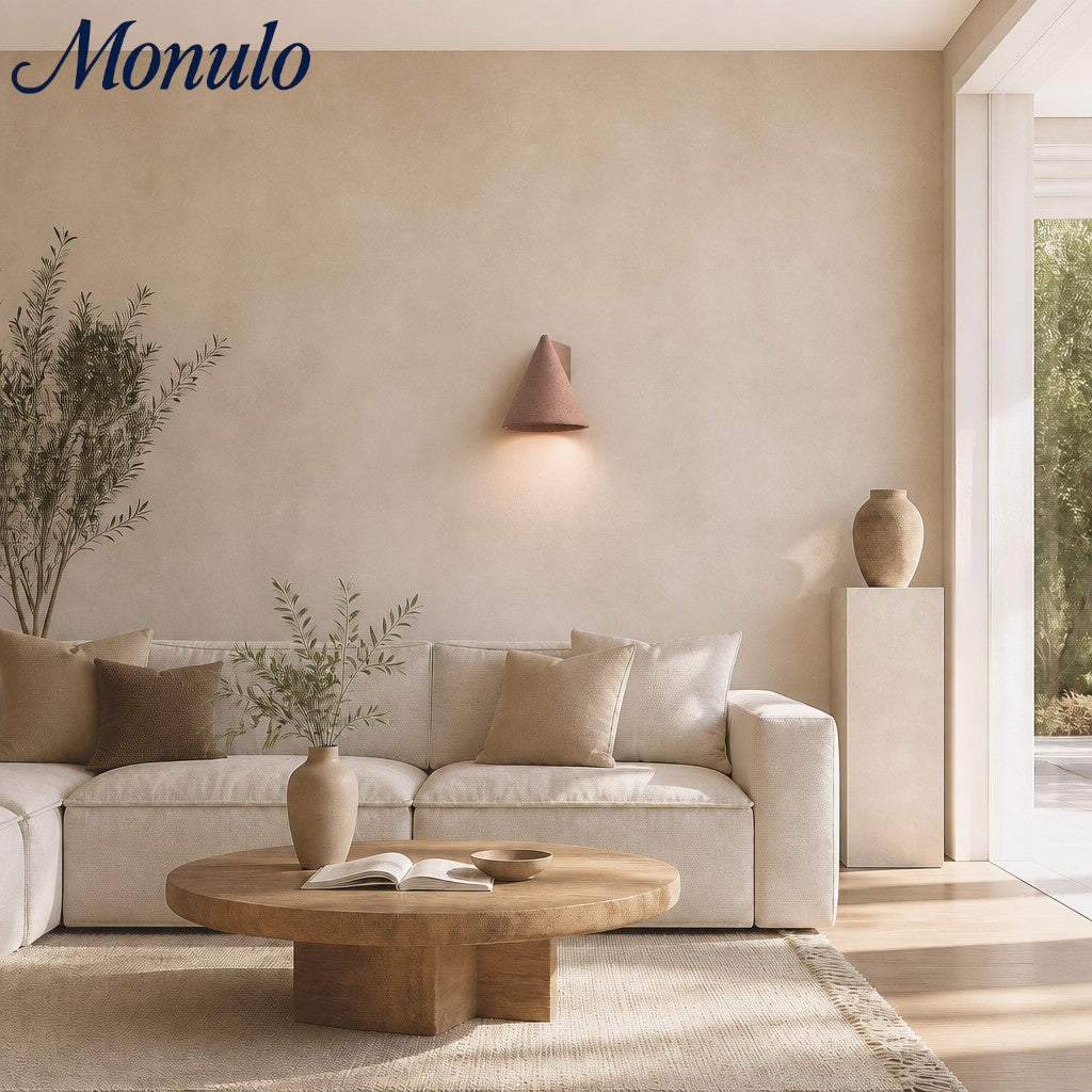 Concrellia Tapered Concrete Shade Modern Wall Sconce - Bedroom Hallway Light