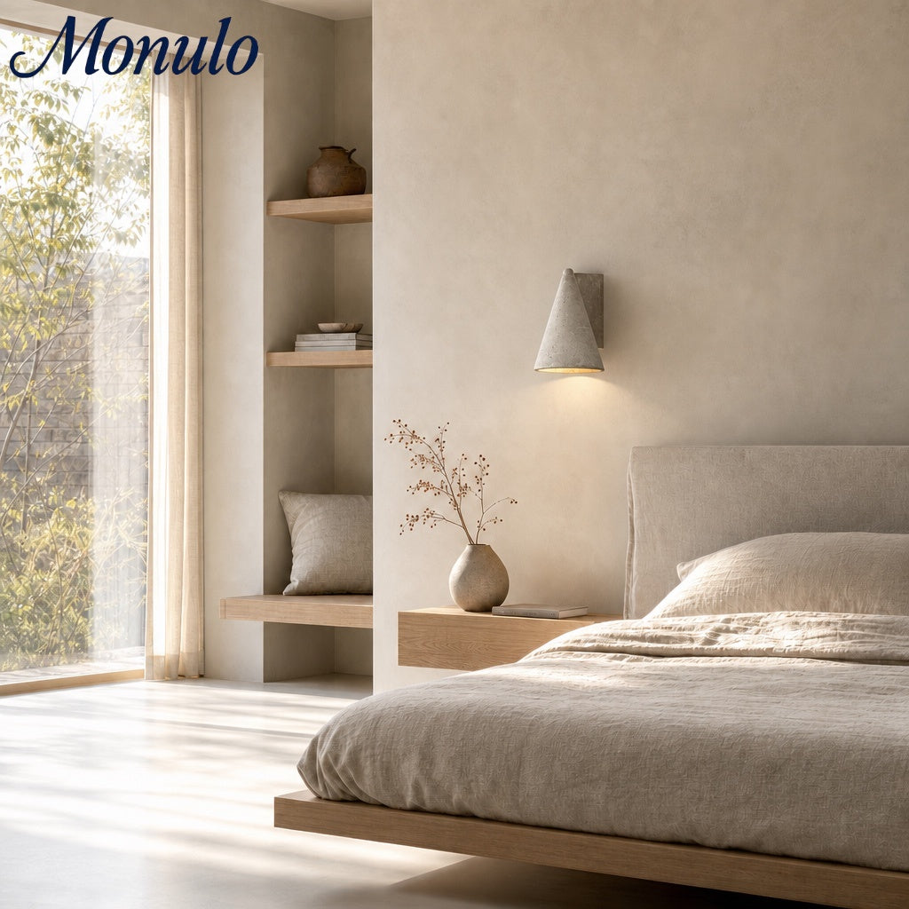 Concrellia Tapered Concrete Shade Modern Wall Sconce - Bedroom Hallway Light