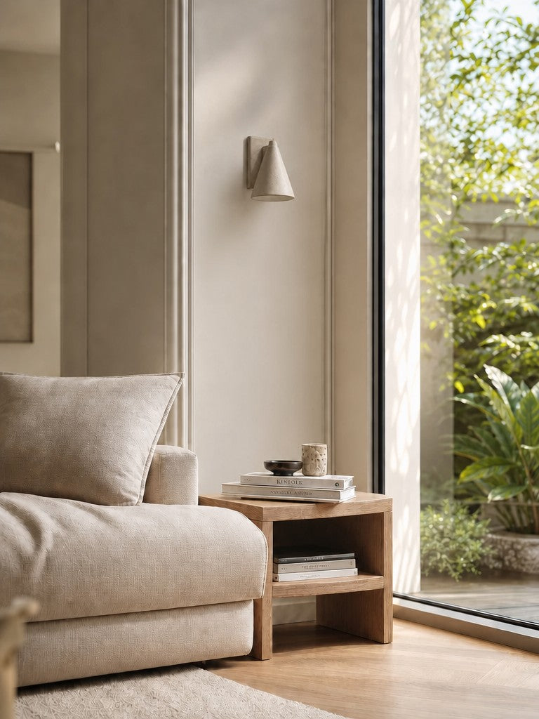Concrellia Tapered Concrete Shade Modern Wall Sconce - Bedroom Hallway Light