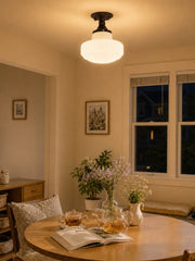 Mittelalterliche Art Deco Milchglas feste Deckenleuchte