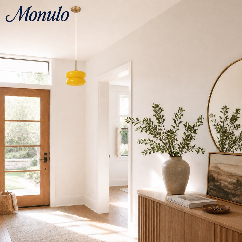 Lampe suspendue en verre opale à éclat doux Coloria - Luminaire contemporain pour salon