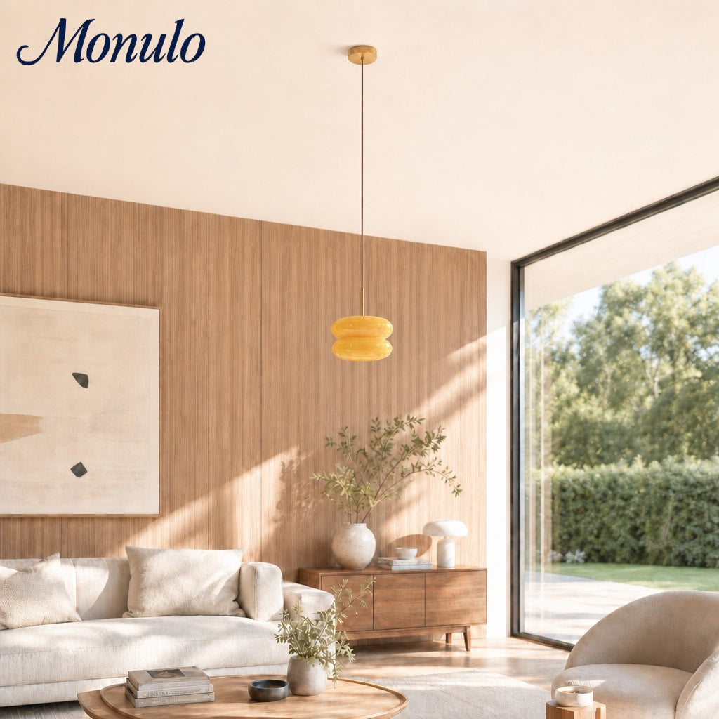 Lampe suspendue en verre opale à éclat doux Coloria - Luminaire contemporain pour salon