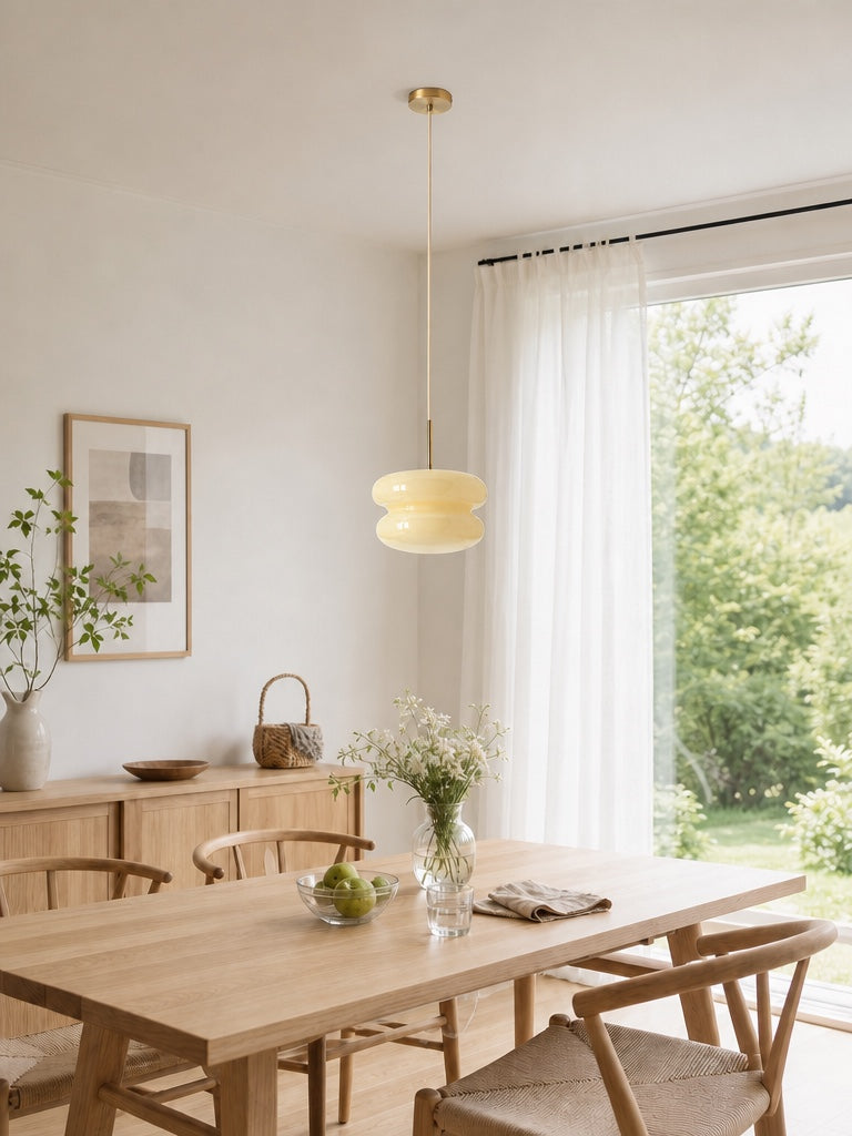 Lampe suspendue en verre opale à éclat doux Coloria - Luminaire contemporain pour salon