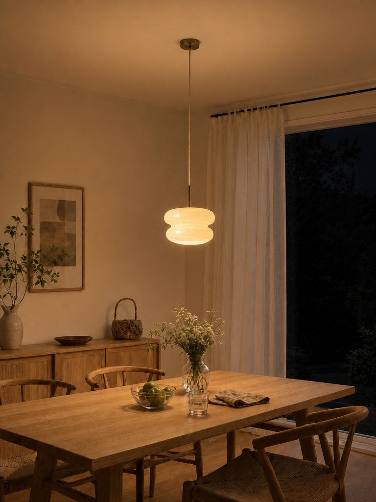 Lampe suspendue en verre opale à éclat doux Coloria - Luminaire contemporain pour salon