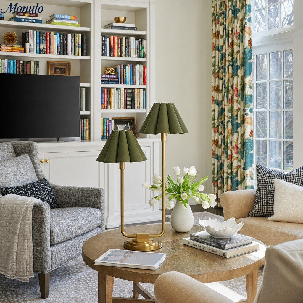 Lampe de table Capirise rétro transitionnelle à bord festonné – Élément de décoration pour chambre et salon