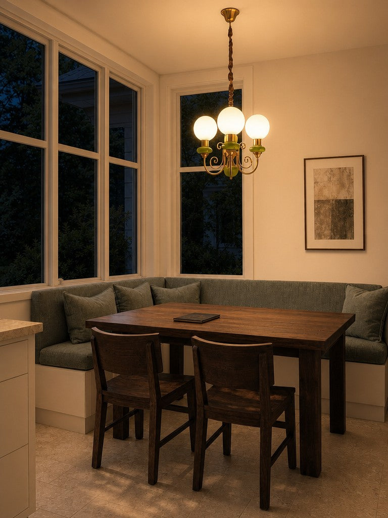 Lustre élégant avec bras courbés et éclairage d'ambiance