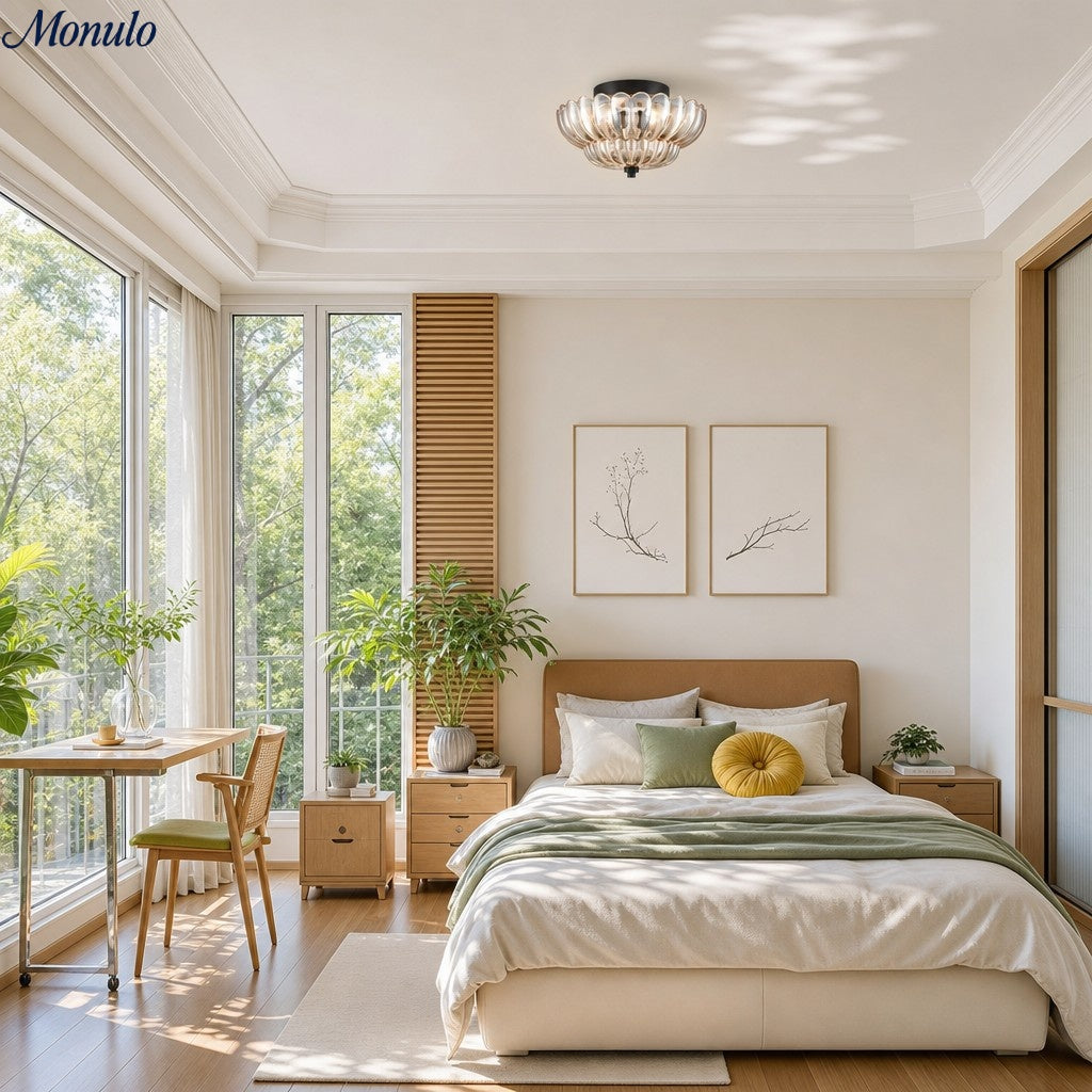 Lámpara de Techo Semiempotrada Orilanavo - Lámpara de Vidrio Moderna para Dormitorio