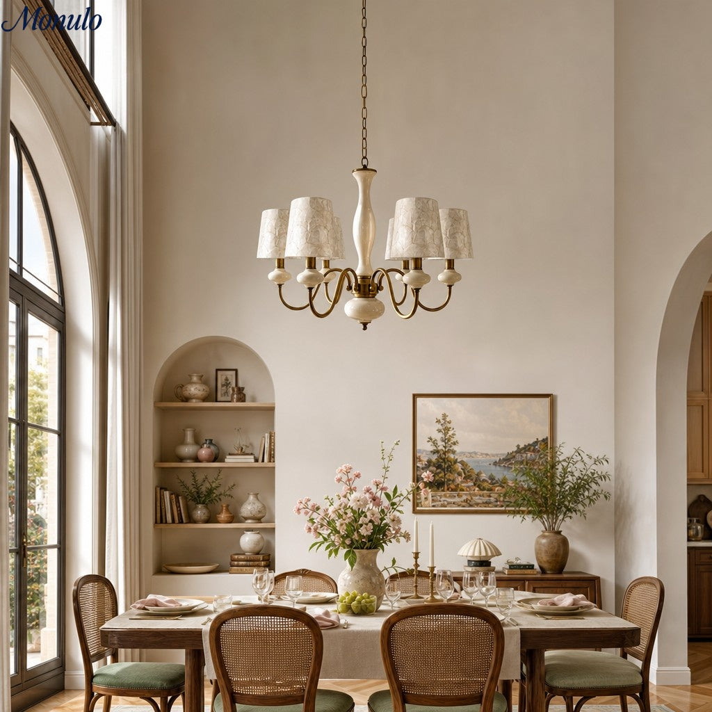 Shell Texture Retro Coastal Chandelier for Dining Room Decor