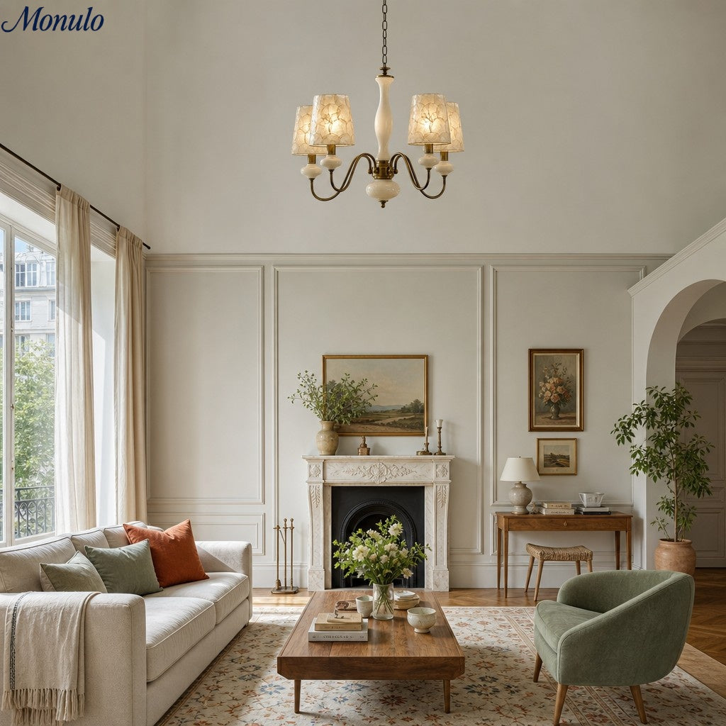 Shell Texture Retro Coastal Chandelier for Dining Room Decor