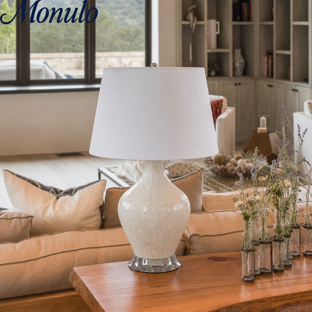Lámpara de mesa con pantalla suave y estilo rústico costero para decoración de sala