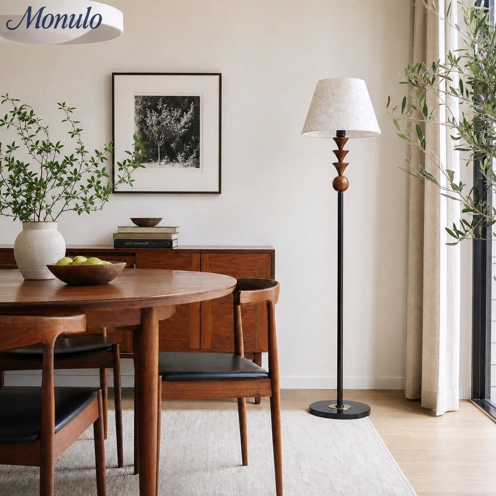 Lampadaire moderne à abat-jour en coquillage en cascade – Pour chambre et coin lecture