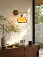 Load image into Gallery viewer, Sunset Glow Modern Wall Sconce with Acrylic Shade and Wood-Texture Base for Bedroom Hallway Living Room