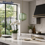 Load image into Gallery viewer, Eloise Vintage Inspired Scalloped Milk Glass Pendant - Modern Accent Light for Kitchen and Bedroom