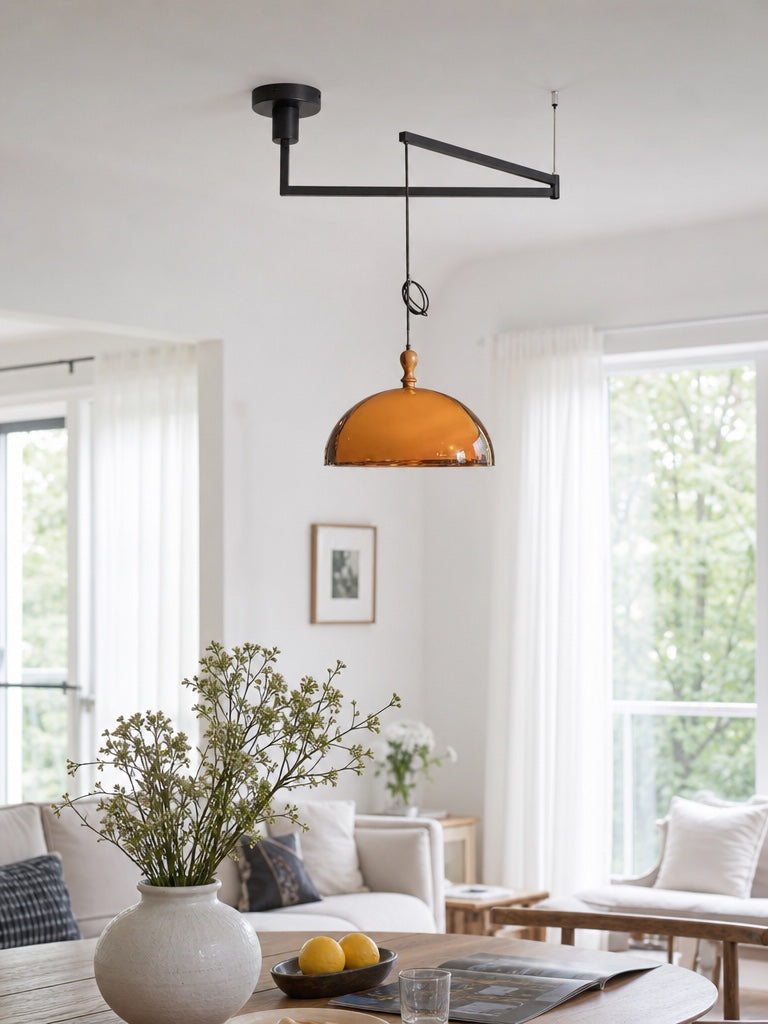 Sunset Afterglow Sunset Medieval Pendant Light with French Acrylic Shade for Dining Room and Foyer