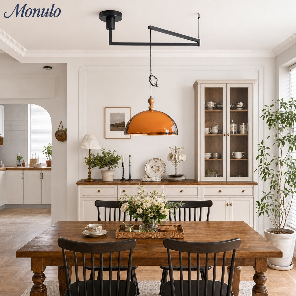 Sunset Afterglow Sunset Medieval Pendant Light with French Acrylic Shade for Dining Room and Foyer