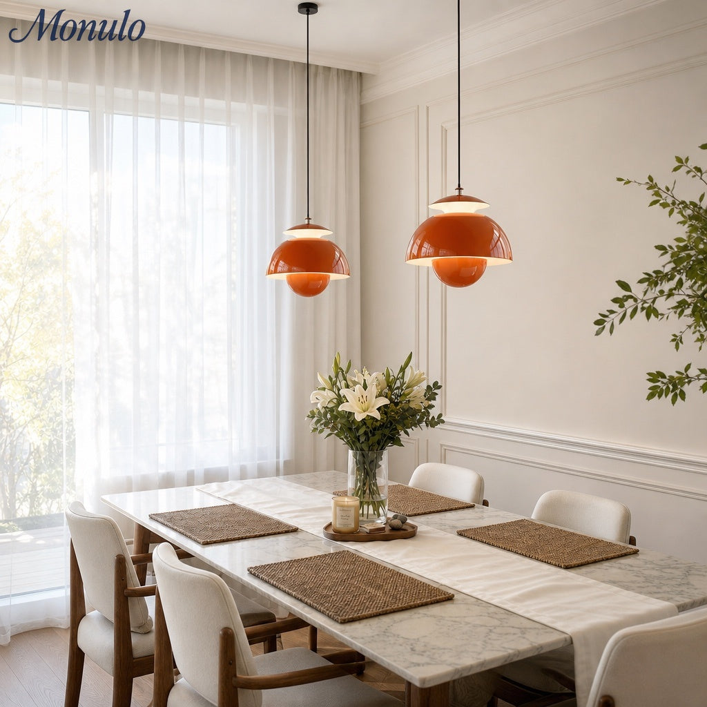 Nordic Metal Macaroon Flower Bud Shade LED Top Openable Pendant Light