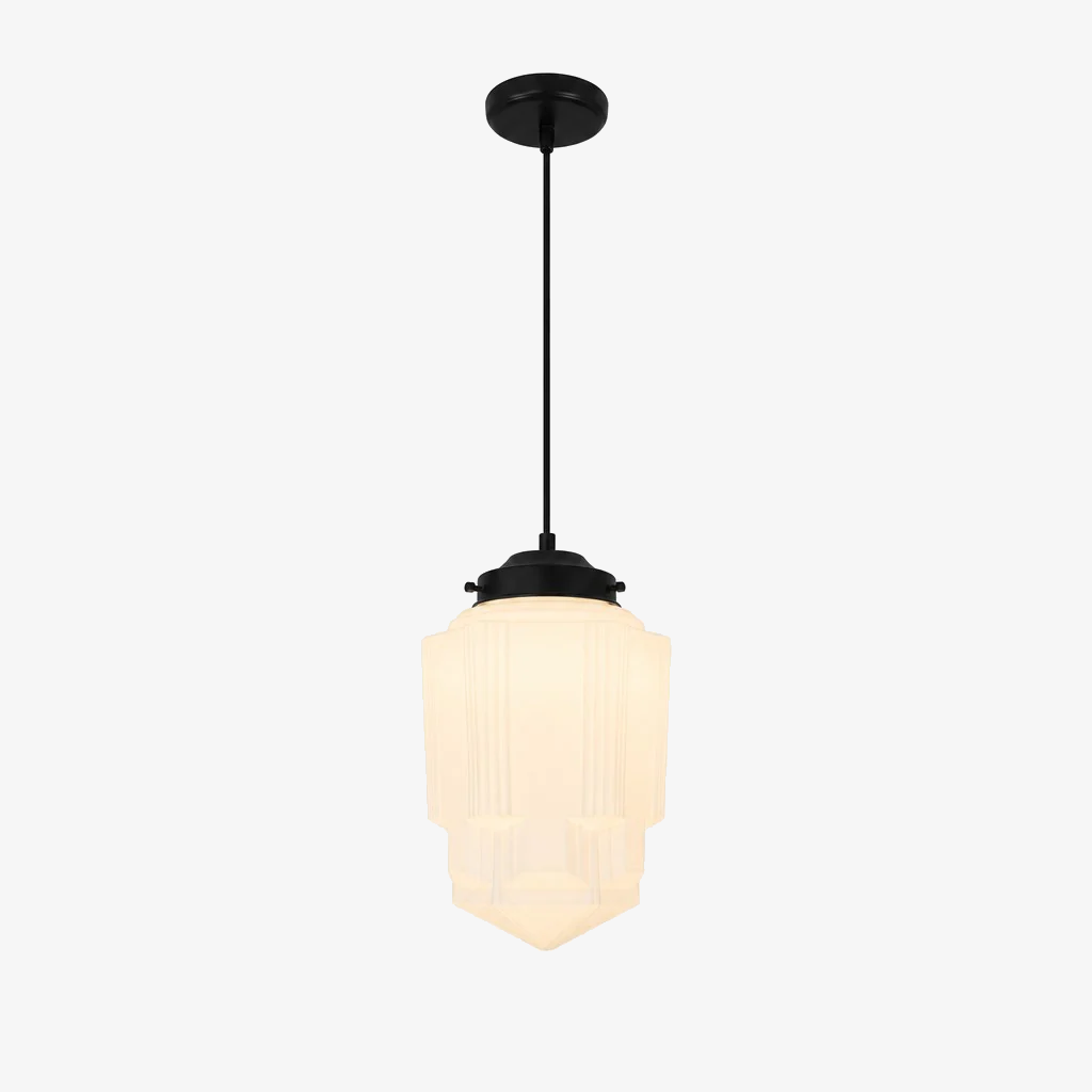Vintage Art Deco Milchglas Pendelleuchte