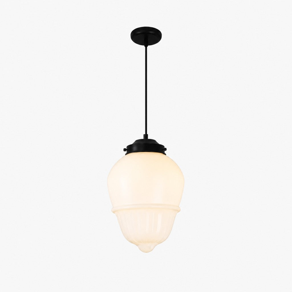 Vintage Art Deco Milk Glass Pendant Light