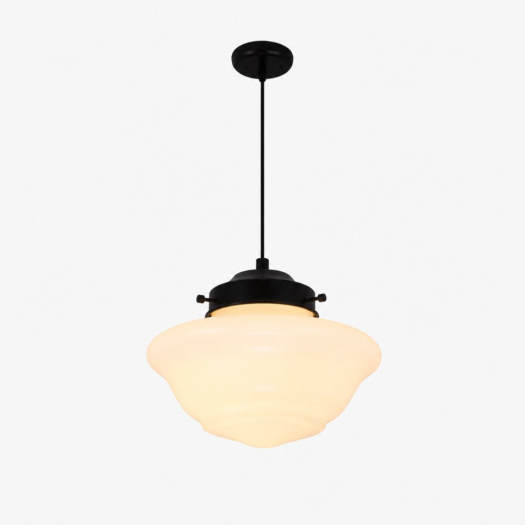Vintage Art Deco Milk Glass Pendant Light