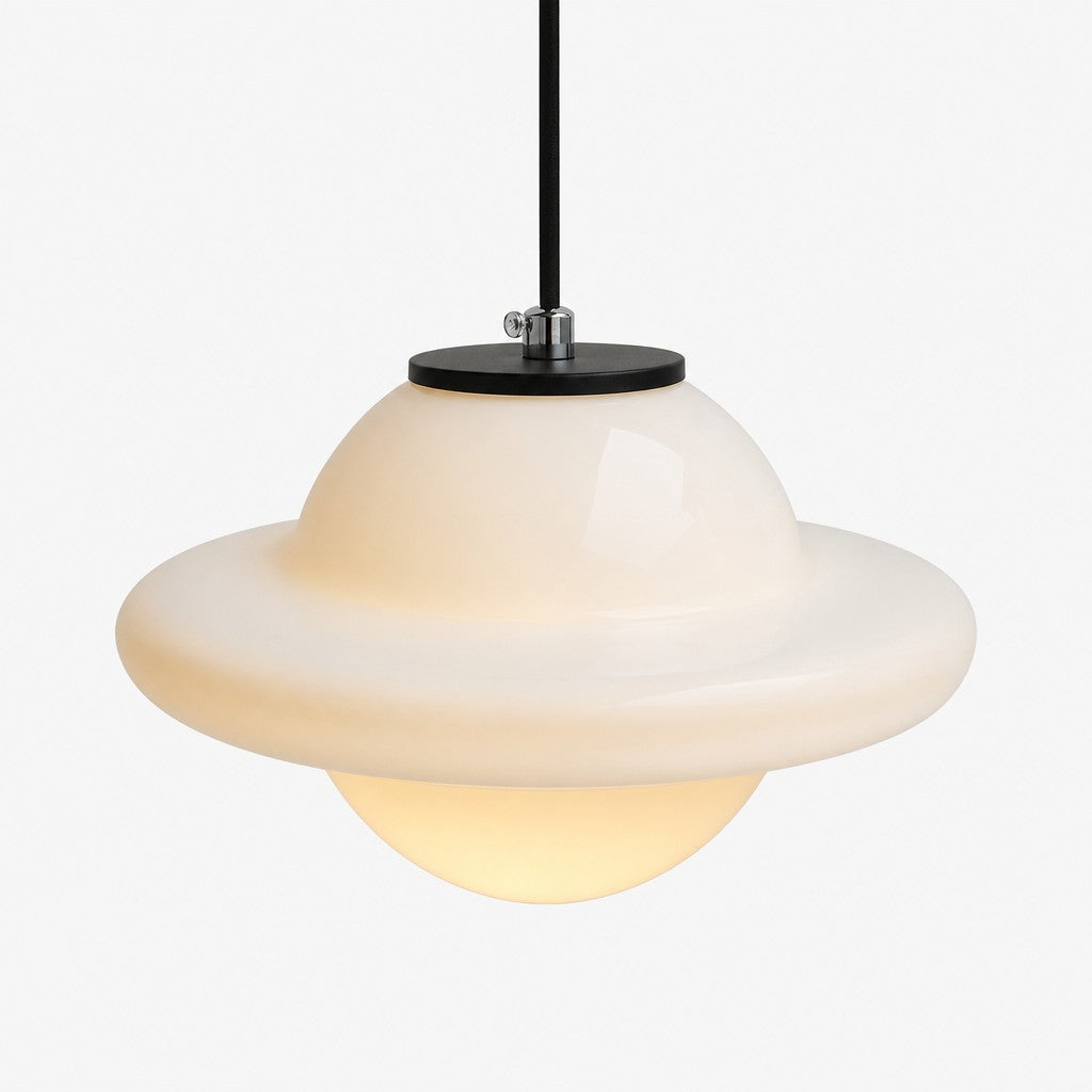 Vintage Art Deco Milk Glass Pendant Light